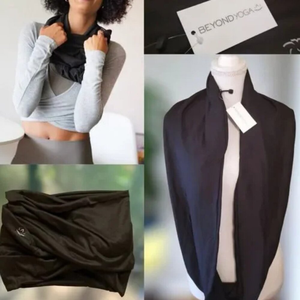 Beyond Yoga Hidden Pocket Infinity Scarf Black